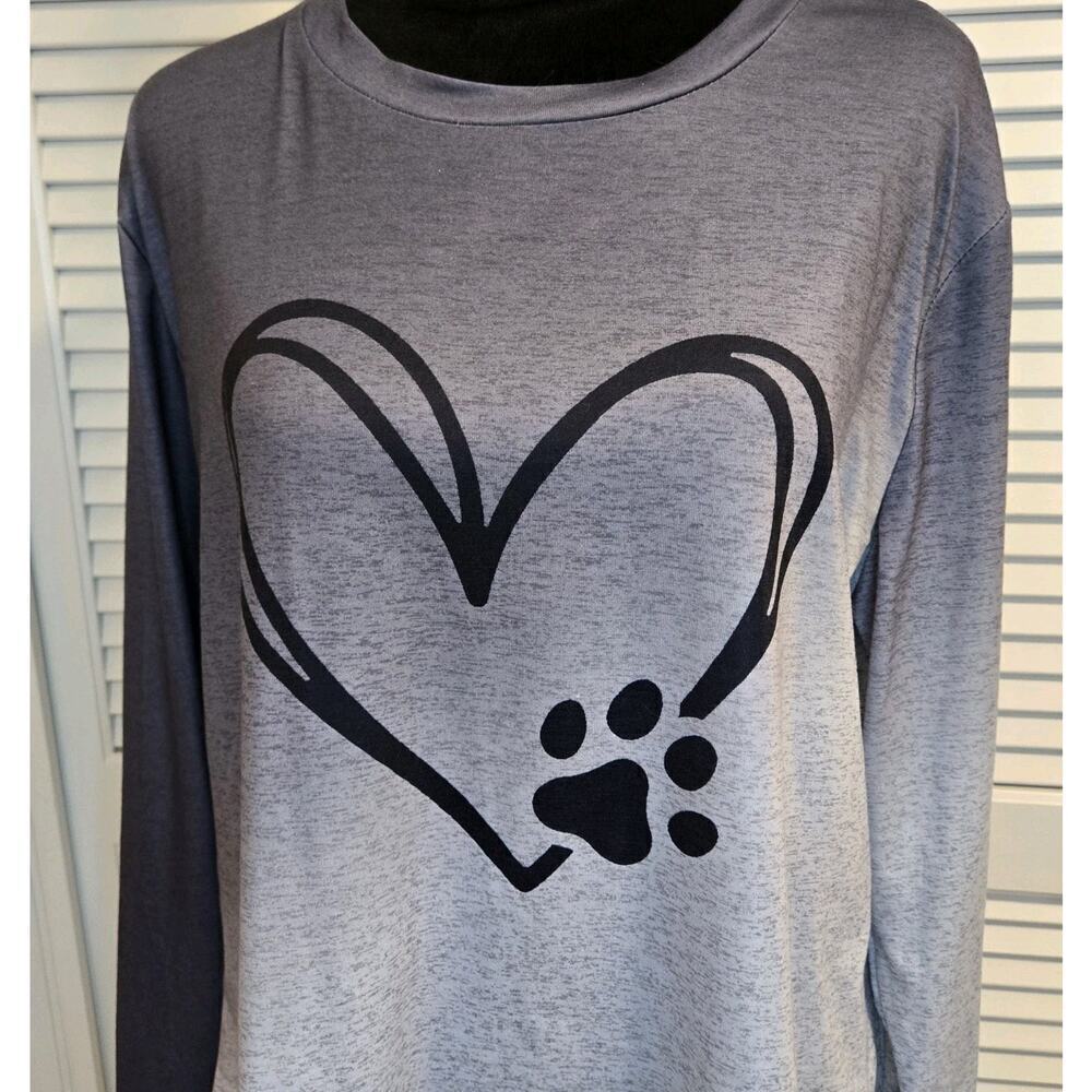 Heart of Dog Paws Long Tunic Lightweight Ombre Gray XXL Pet Lover Rescue